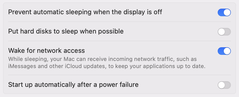 Mac Energy Settings